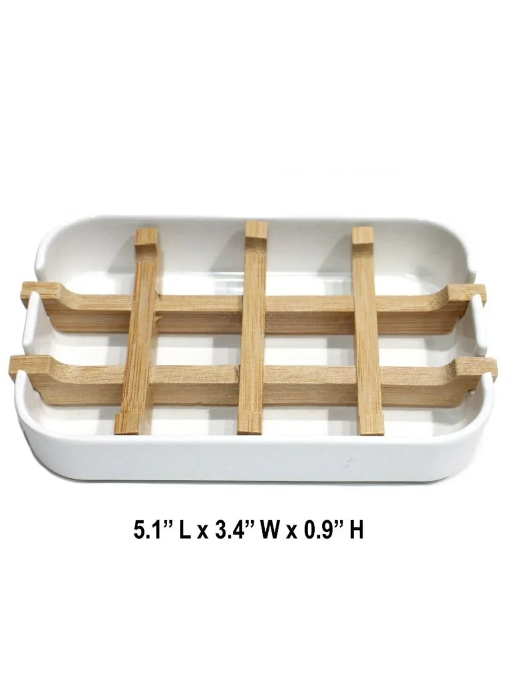 Bamboo Fiber Self-Draining Soap Dish Drain Storage Holder Tray Bathroom Set of 2